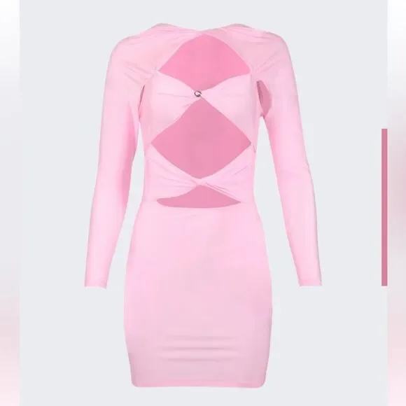 Coperni Cut Out Jersey Dress in Pink - Picture 2 of 5